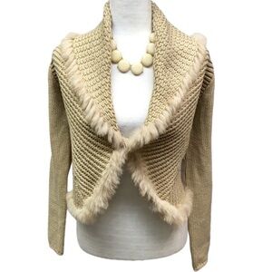 Love Token Tan Sweater With Fur Trim